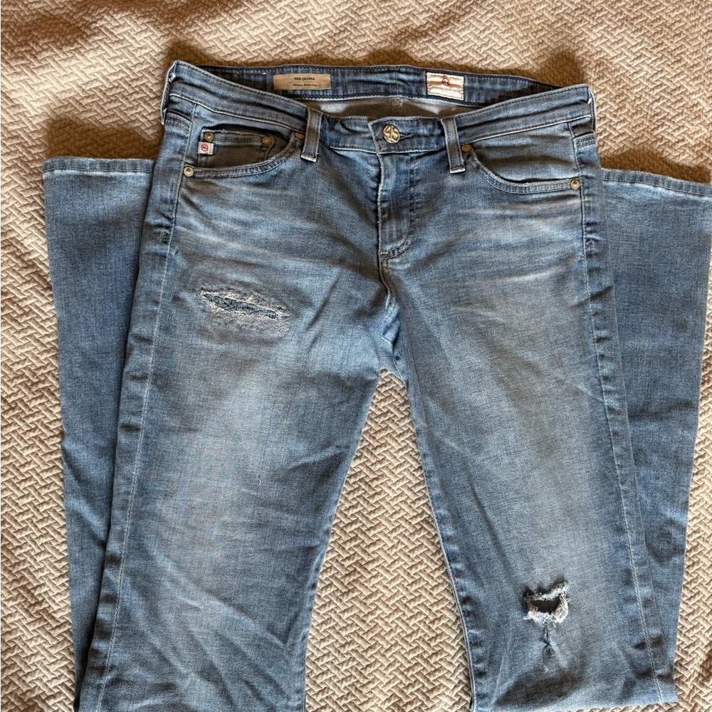 AG Adriano Goldschmied Light Blue Distressed Skinny Jeans